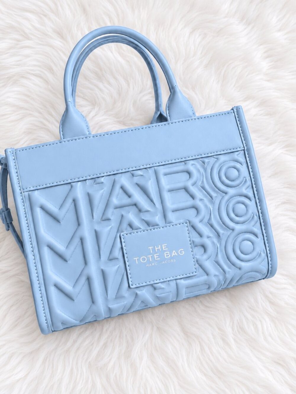 NWT Marc Jacobs The Tote Bag Baby Blue Embossed Crossbody Handbag